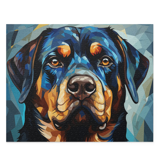 Vibrant Watercolor Rottweiler Dog Jigsaw Puzzle for Girls, Boys, Kids