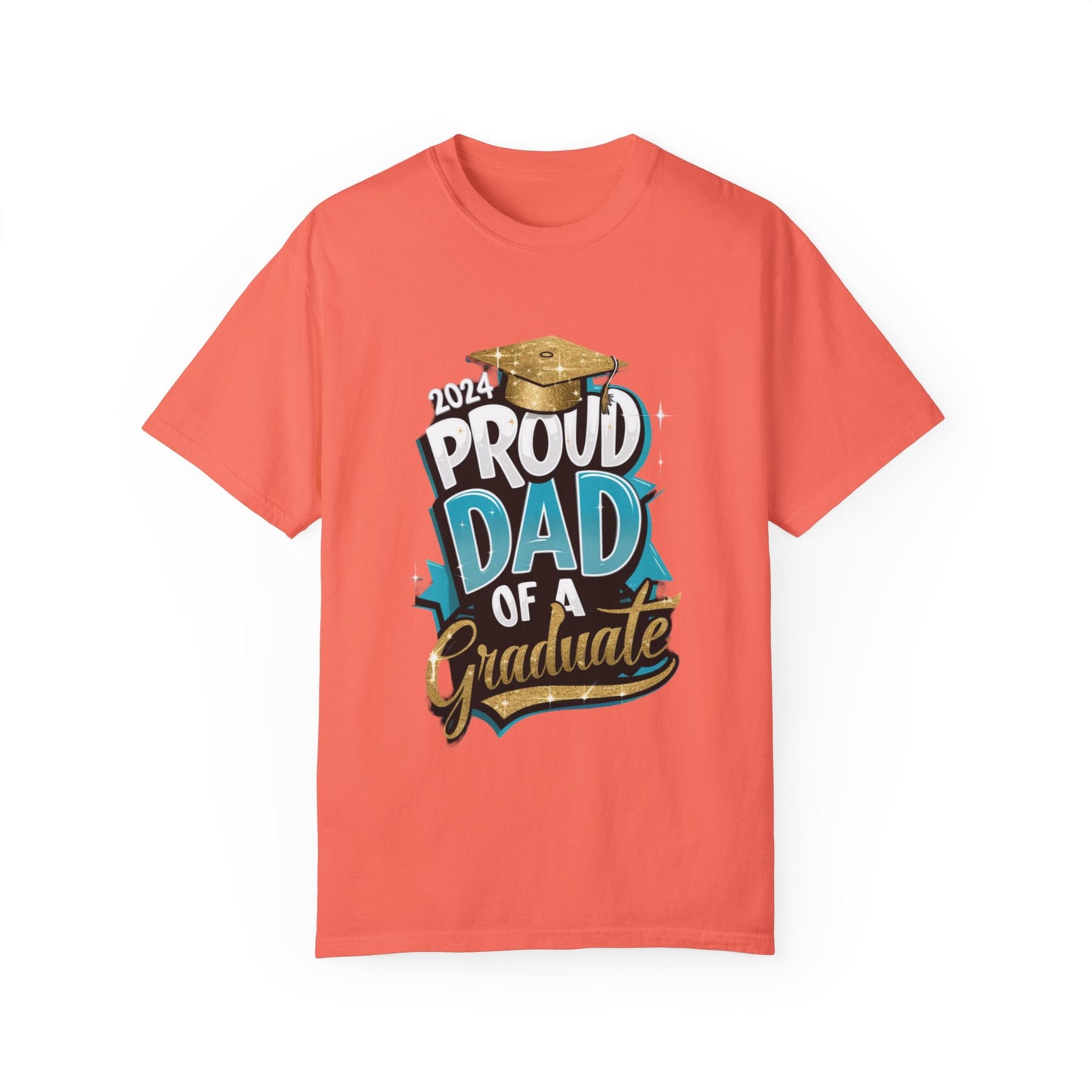 Proud Dad of a 2024 Graduate Unisex Garment-dyed T-shirt Cotton Funny Humorous Graphic Soft Premium Unisex Men Women Bright Salmon T-shirt Birthday Gift-6