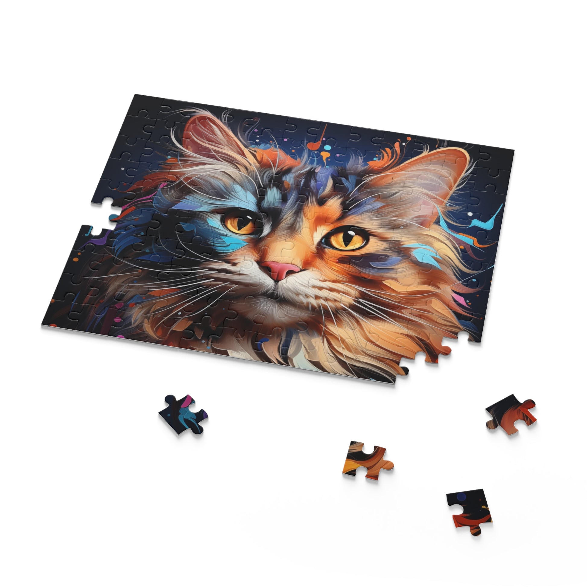 Watercolor Abstract Cat Jigsaw Puzzle for Boys, Girls, Kids Adult Birthday Business Jigsaw Puzzle Gift for Him Funny Humorous Indoor Outdoor Game Gift For Her Online-7