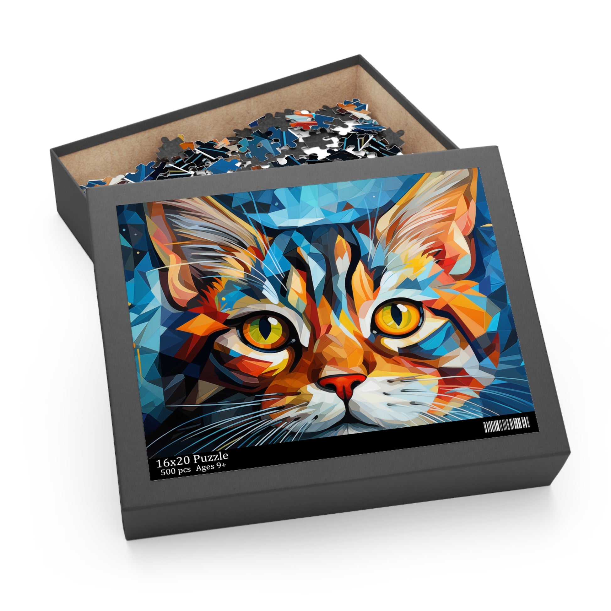 Abstract Watercolor Cat Trippy Feline Jigsaw Puzzle Adult Birthday Business Jigsaw Puzzle Gift for Him Funny Humorous Indoor Outdoor Game Gift For Her Online-4