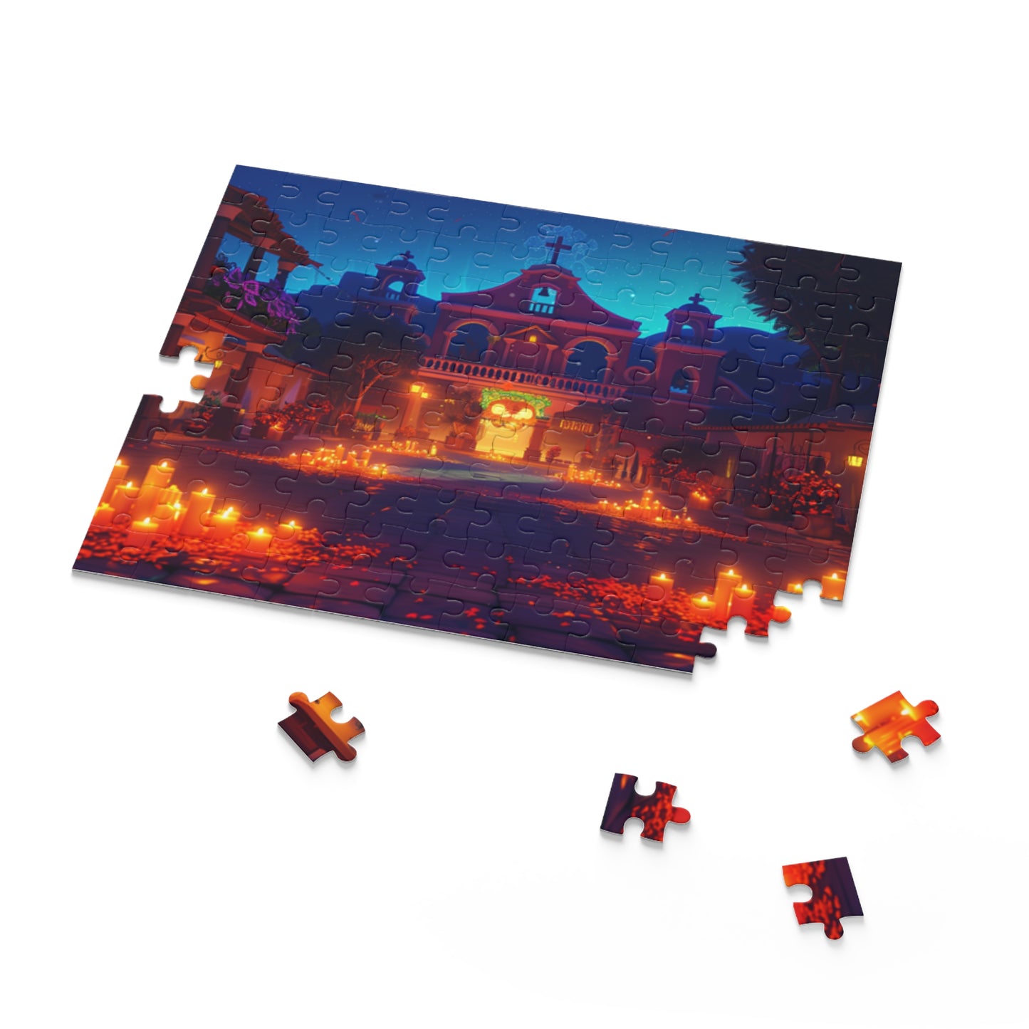 Mexican Art Church Candle Night Retro Jigsaw Puzzle Adult Birthday Business Jigsaw Puzzle Gift for Him Funny Humorous Indoor Outdoor Game Gift For Her Online-7