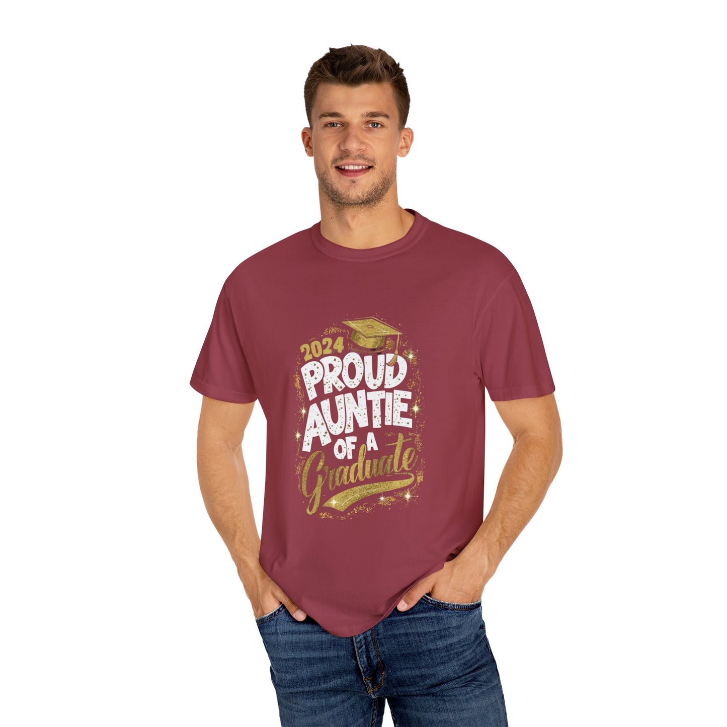 Proud Auntie of a 2024 Graduate Unisex Garment-dyed T-shirt Cotton Funny Humorous Graphic Soft Premium Unisex Men Women Chili T-shirt Birthday Gift-36