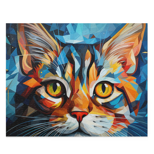 Abstract Watercolor Cat Trippy Feline Jigsaw Puzzle Adult Birthday Business Jigsaw Puzzle Gift for Him Funny Humorous Indoor Outdoor Game Gift For Her Online-1