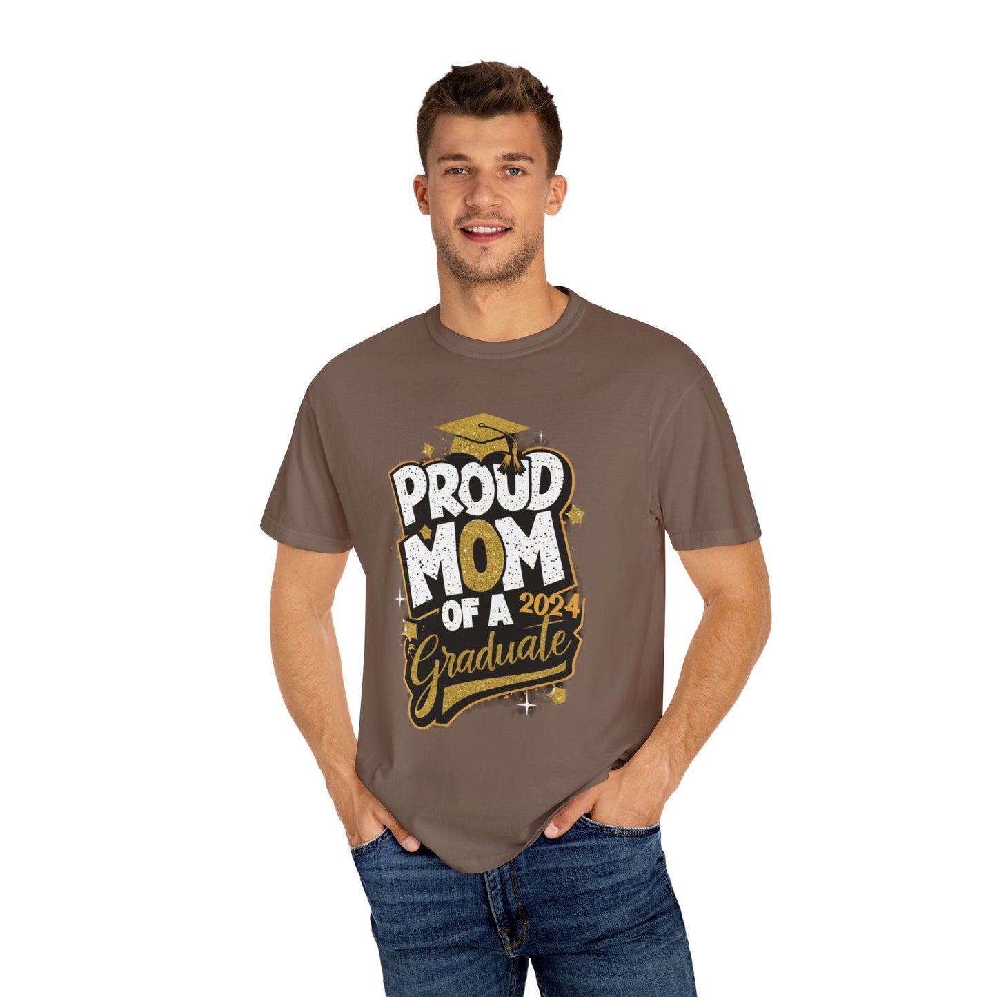 Proud Mom of a 2024 Graduate Unisex Garment-dyed T-shirt Cotton Funny Humorous Graphic Soft Premium Unisex Men Women Espresso T-shirt Birthday Gift-60