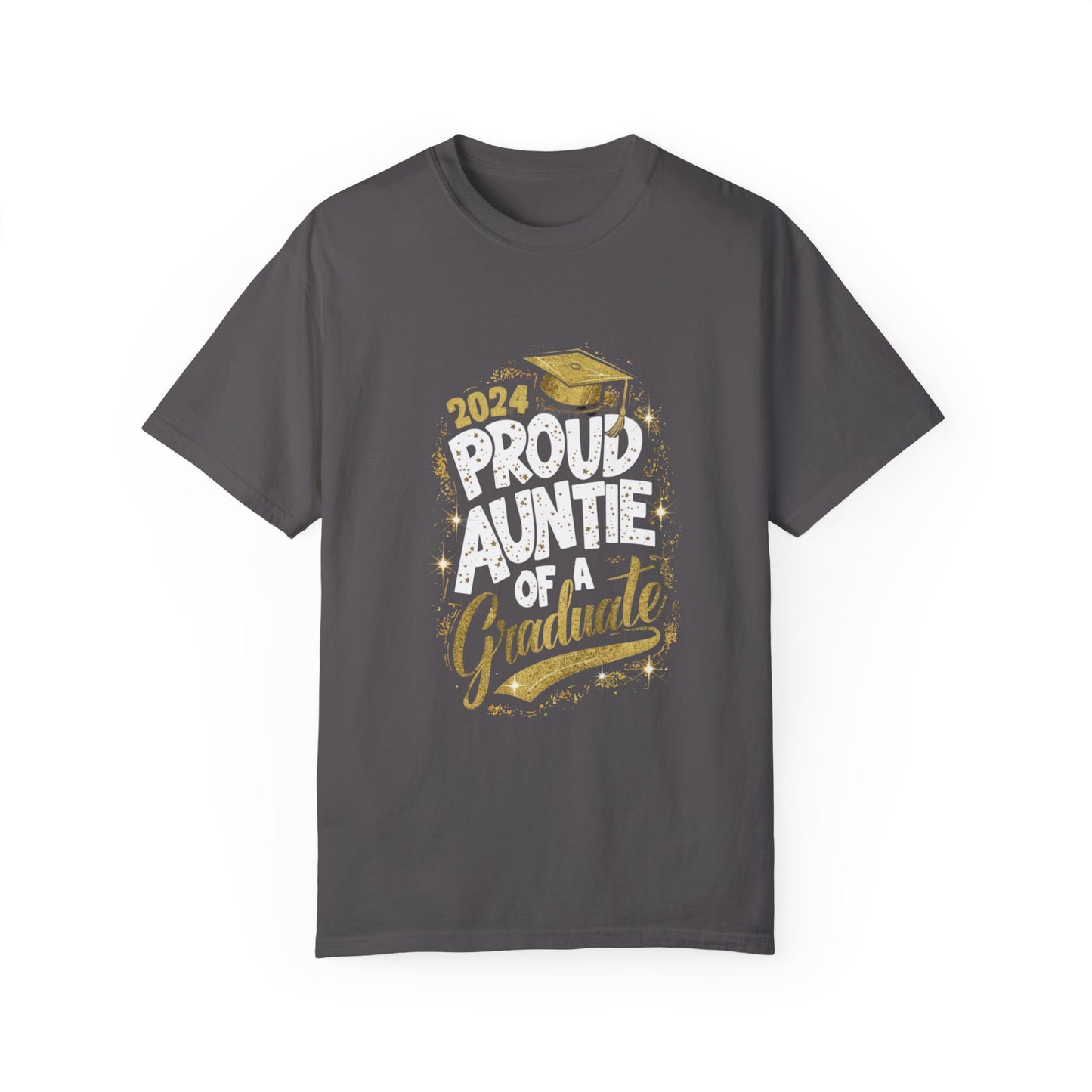 Proud Auntie of a 2024 Graduate Unisex Garment-dyed T-shirt Cotton Funny Humorous Graphic Soft Premium Unisex Men Women Graphite T-shirt Birthday Gift-8
