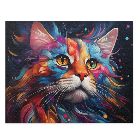 Abstract Watercolor Cat Jigsaw Puzzle Adult Birthday Business Jigsaw Puzzle Gift for Him Funny Humorous Indoor Outdoor Game Gift For Her Online-1
