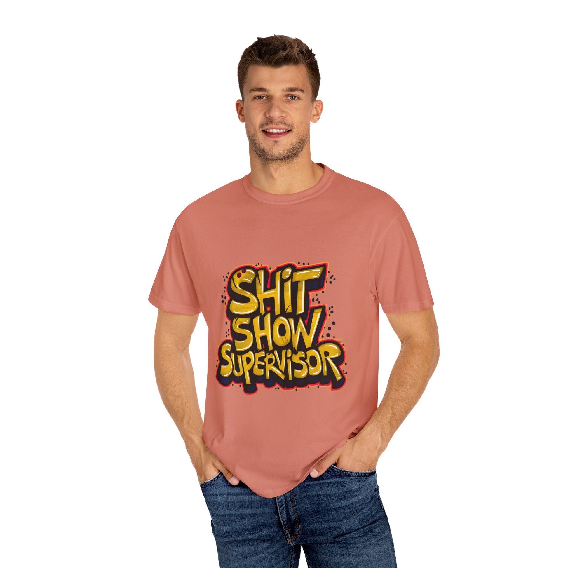 Shit Show Supervisor Urban Sarcastic Graphic Unisex Garment Dyed T-shirt Cotton Funny Humorous Graphic Soft Premium Unisex Men Women Terracotta T-shirt Birthday Gift-57