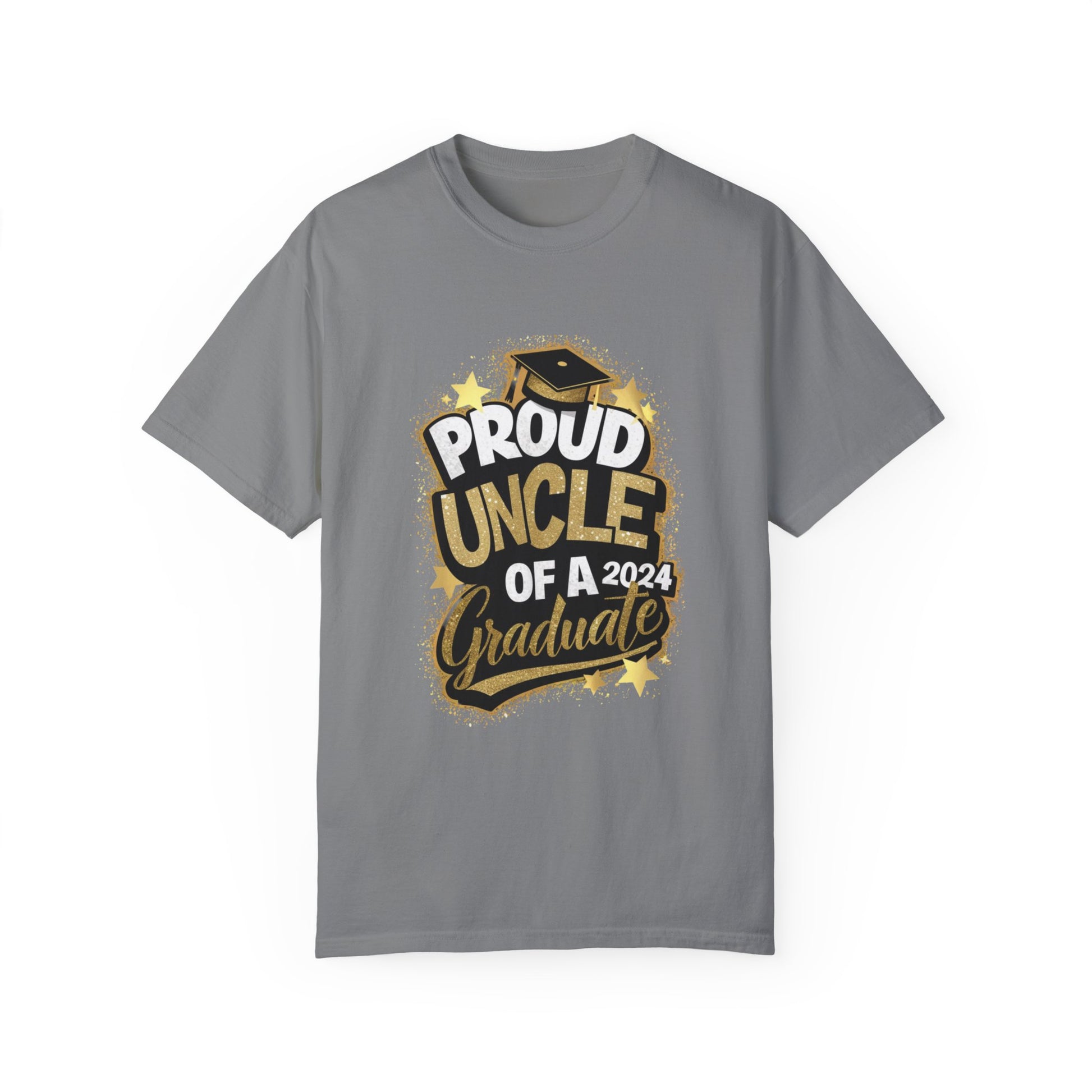 Proud Uncle of a 2024 Graduate Unisex Garment-dyed T-shirt Cotton Funny Humorous Graphic Soft Premium Unisex Men Women Grey T-shirt Birthday Gift-9