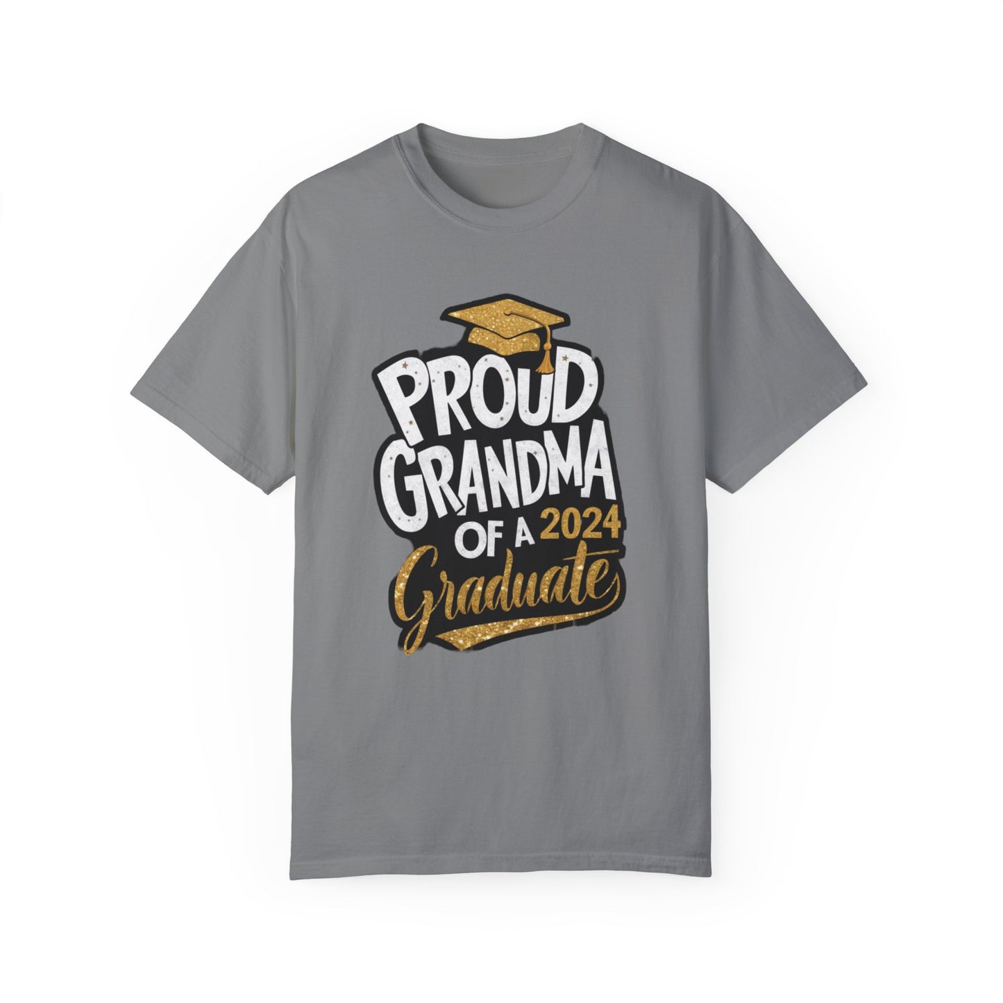 Proud of Grandma 2024 Graduate Unisex Garment-dyed T-shirt Cotton Funny Humorous Graphic Soft Premium Unisex Men Women Grey T-shirt Birthday Gift-9
