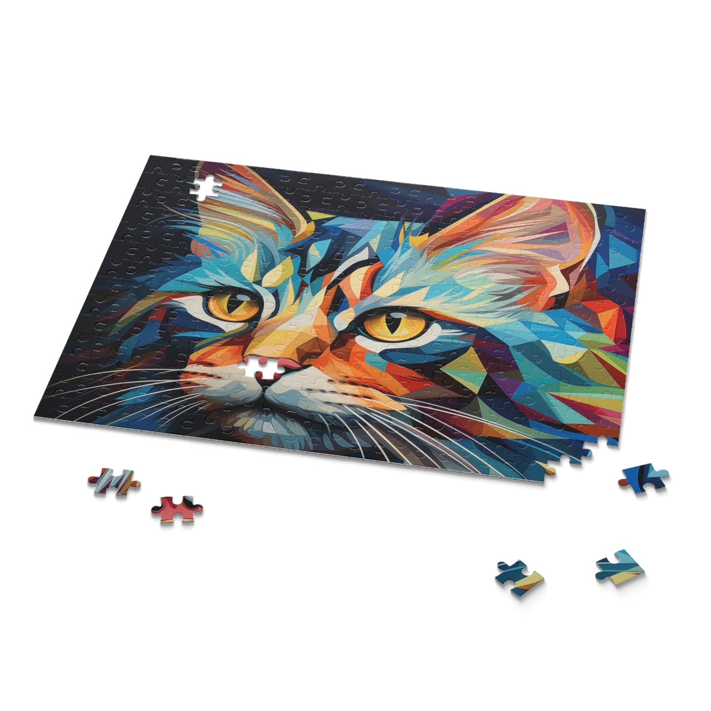 Abstract Watercolor Trippy Cat Jigsaw Puzzle Adult Birthday Business Jigsaw Puzzle Gift for Him Funny Humorous Indoor Outdoor Game Gift For Her Online-9