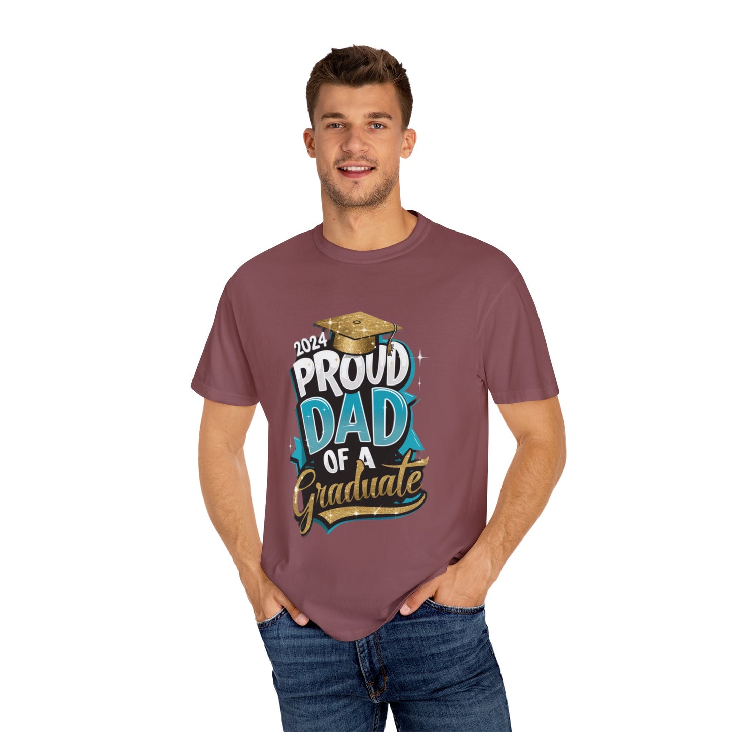 Proud Dad of a 2024 Graduate Unisex Garment-dyed T-shirt Cotton Funny Humorous Graphic Soft Premium Unisex Men Women Brick T-shirt Birthday Gift-30