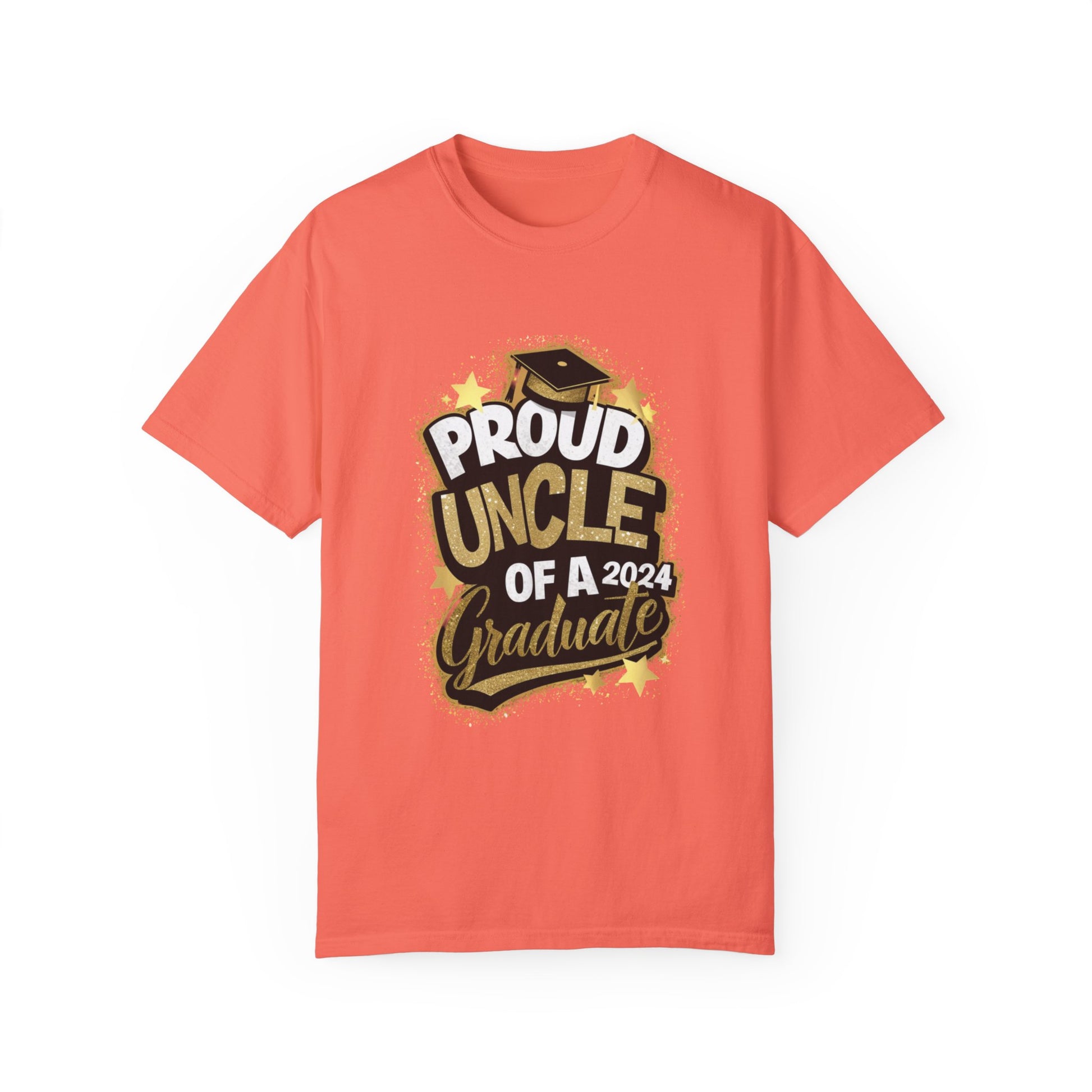 Proud Uncle of a 2024 Graduate Unisex Garment-dyed T-shirt Cotton Funny Humorous Graphic Soft Premium Unisex Men Women Bright Salmon T-shirt Birthday Gift-6