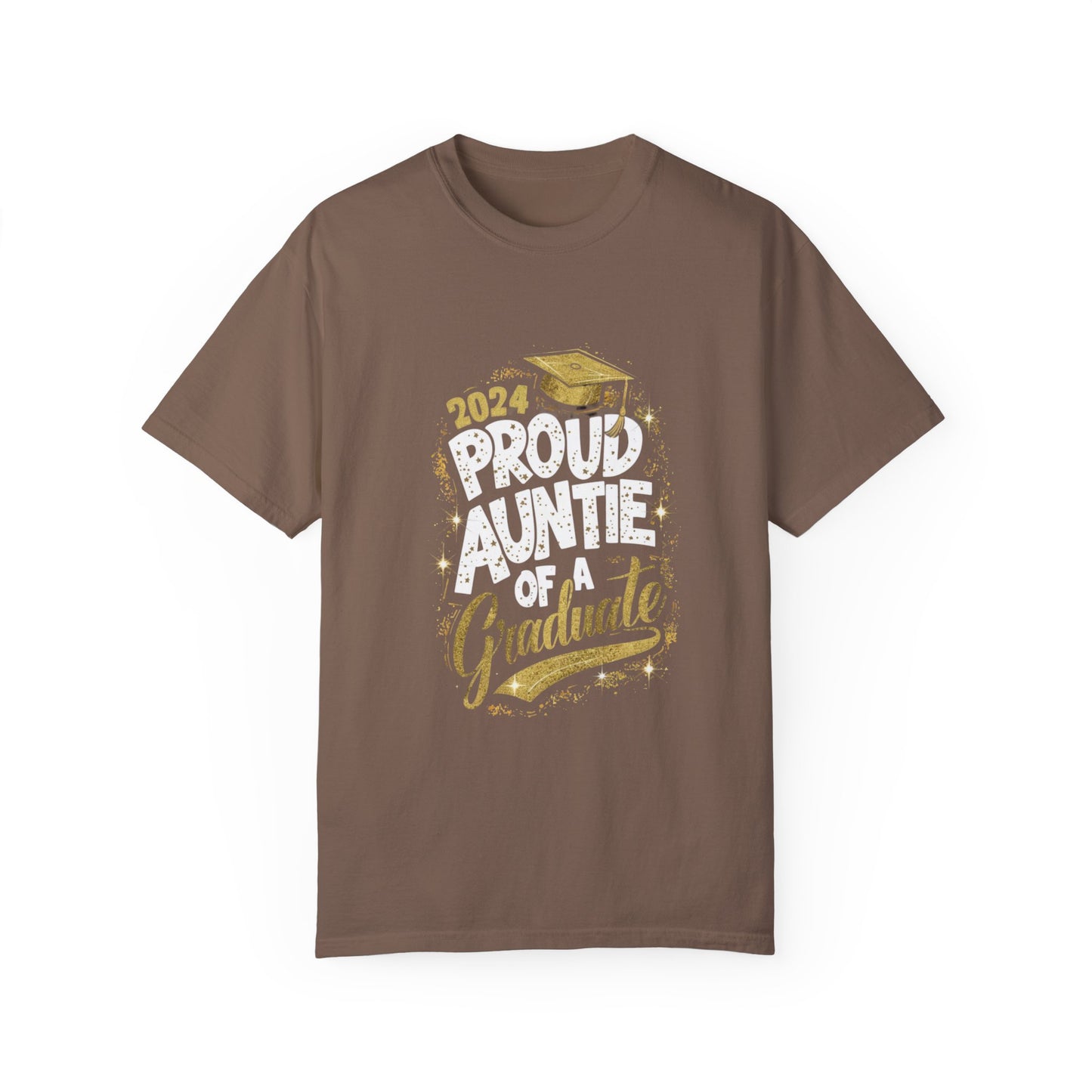 Proud Auntie of a 2024 Graduate Unisex Garment-dyed T-shirt Cotton Funny Humorous Graphic Soft Premium Unisex Men Women Espresso T-shirt Birthday Gift-15