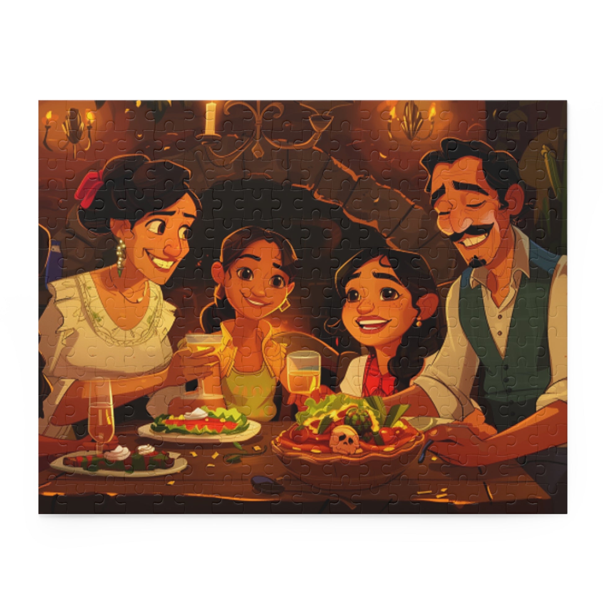 Mexican Lovely Family Dinner Retro Art Jigsaw Puzzle Adult Birthday Business Jigsaw Puzzle Gift for Him Funny Humorous Indoor Outdoor Game Gift For Her Online-3