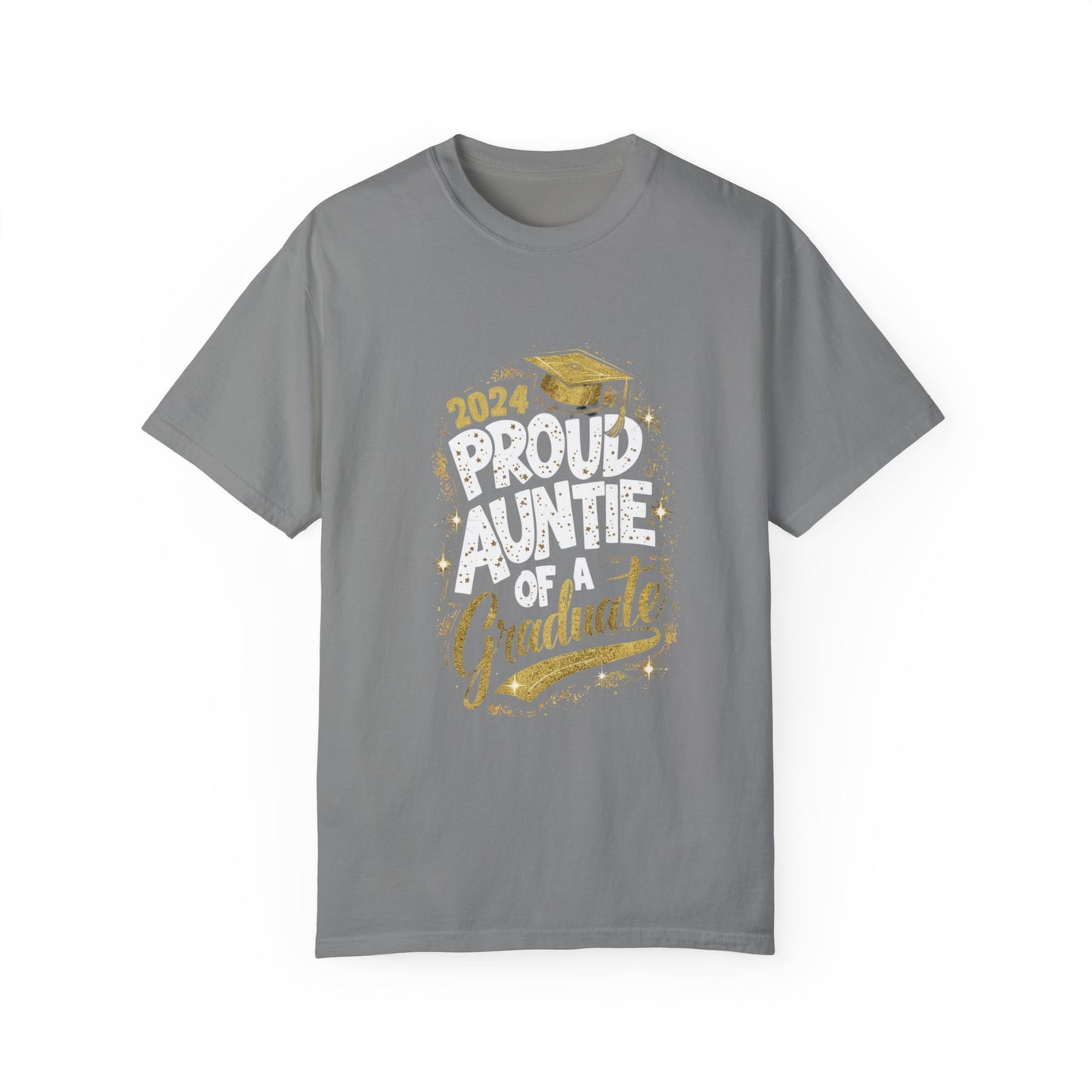 Proud Auntie of a 2024 Graduate Unisex Garment-dyed T-shirt Cotton Funny Humorous Graphic Soft Premium Unisex Men Women Granite T-shirt Birthday Gift-4