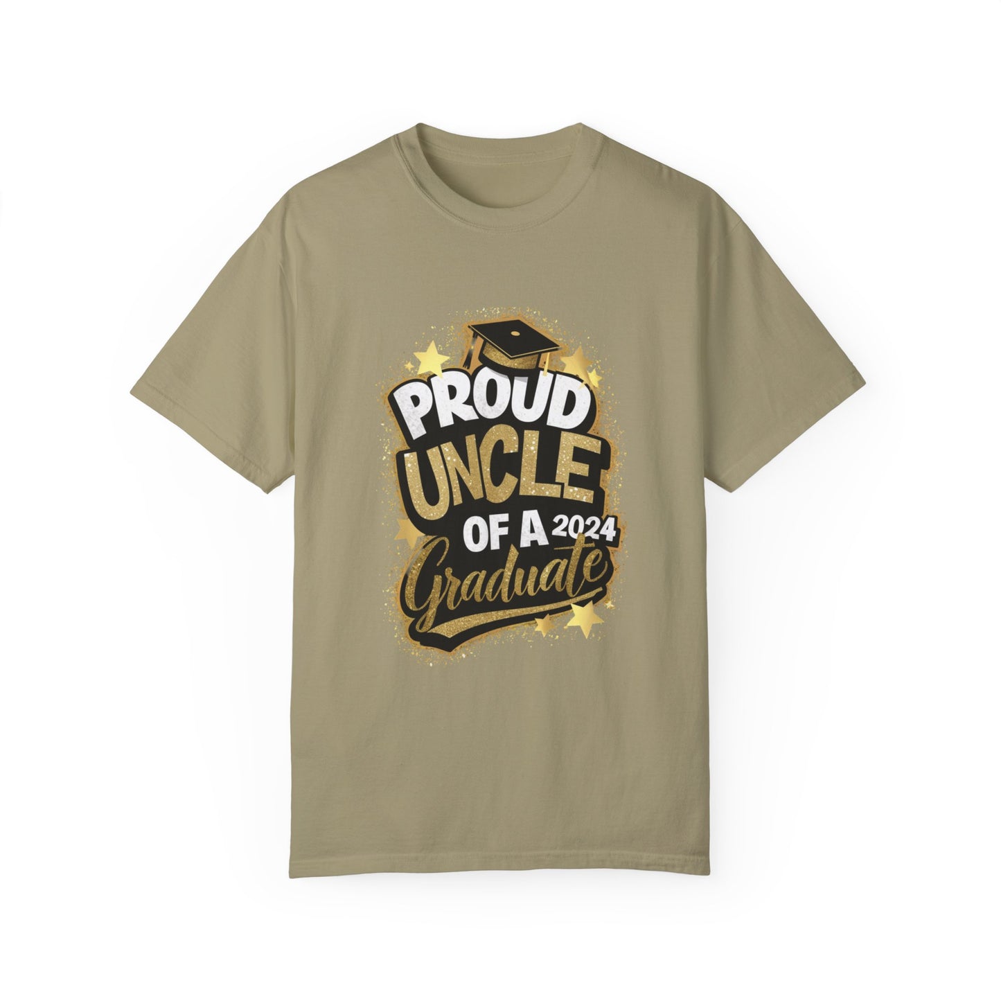 Proud Uncle of a 2024 Graduate Unisex Garment-dyed T-shirt Cotton Funny Humorous Graphic Soft Premium Unisex Men Women Khaki T-shirt Birthday Gift-11