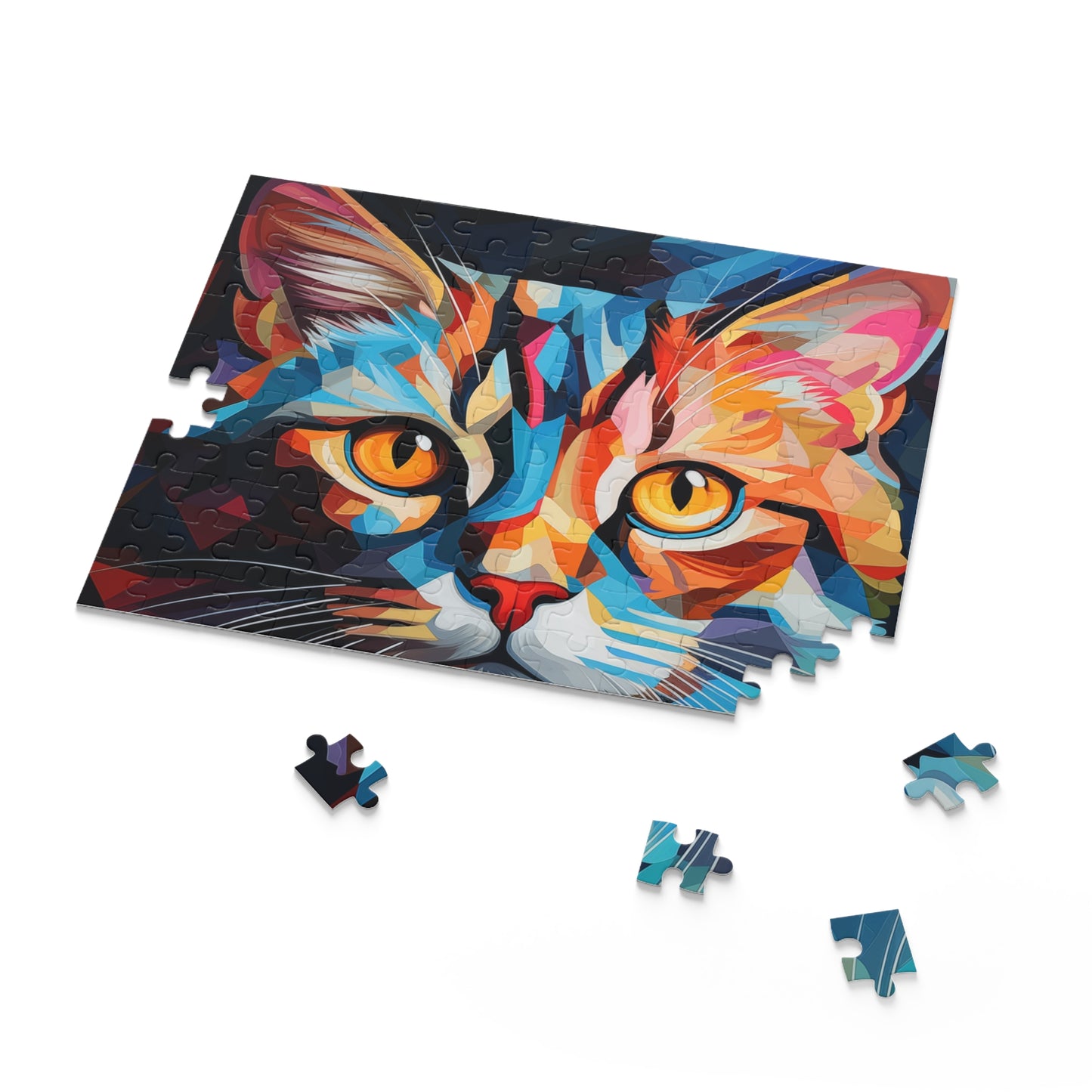 Abstract Oil Paint Colorful Cat Jigsaw Puzzle Adult Birthday Business Jigsaw Puzzle Gift for Him Funny Humorous Indoor Outdoor Game Gift For Her Online-7