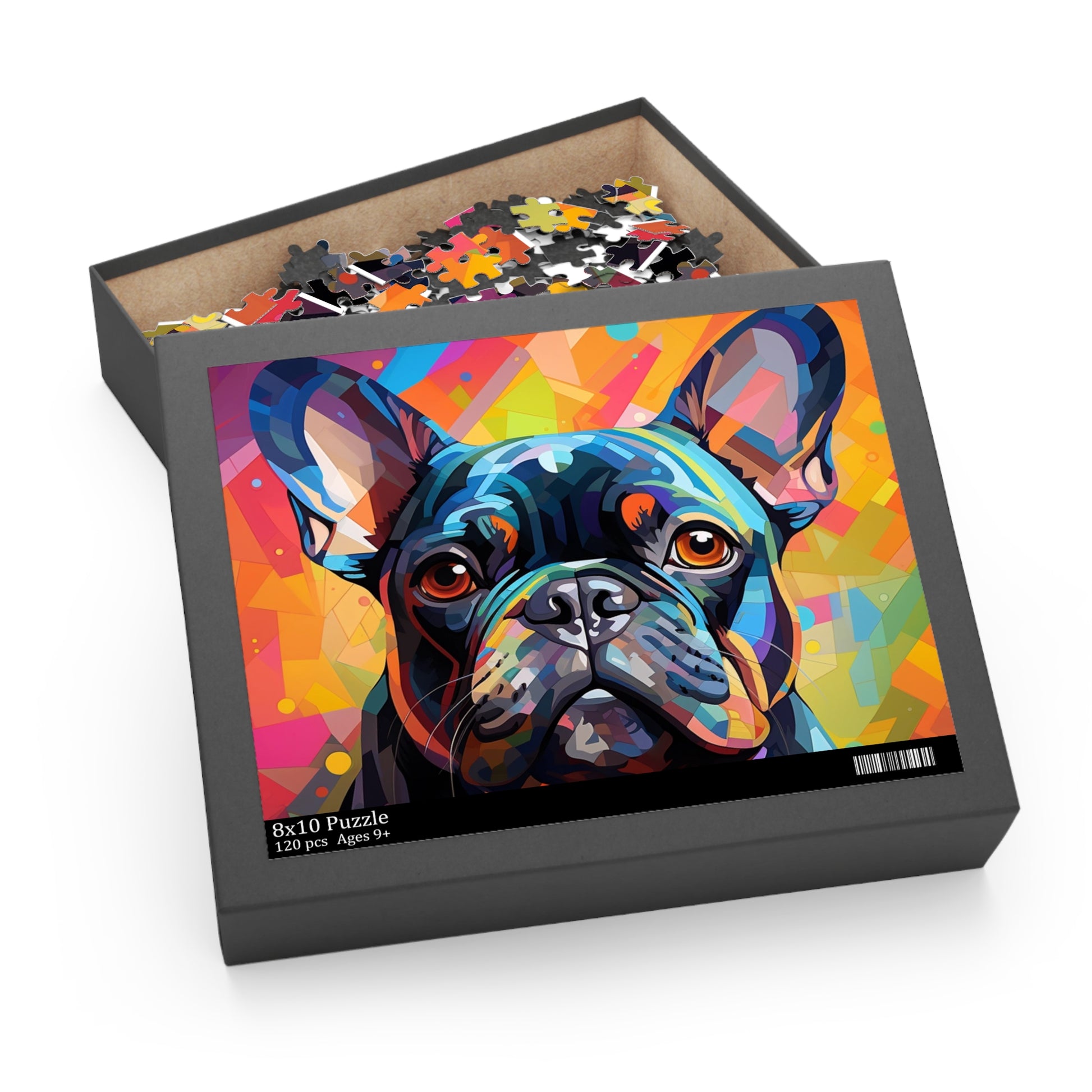 Abstract Frenchie Oil Paint Dog Jigsaw Puzzle Adult Birthday Business Jigsaw Puzzle Gift for Him Funny Humorous Indoor Outdoor Game Gift For Her Online-6