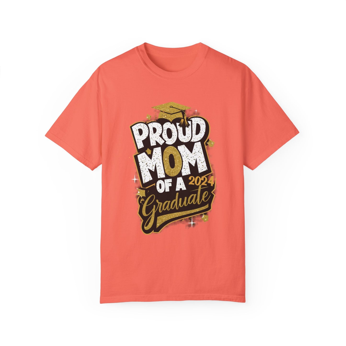 Proud Mom of a 2024 Graduate Unisex Garment-dyed T-shirt Cotton Funny Humorous Graphic Soft Premium Unisex Men Women Bright Salmon T-shirt Birthday Gift-6