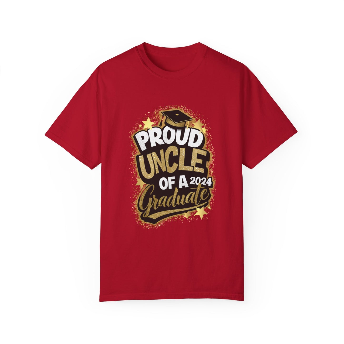 Proud Uncle of a 2024 Graduate Unisex Garment-dyed T-shirt Cotton Funny Humorous Graphic Soft Premium Unisex Men Women Red T-shirt Birthday Gift-2