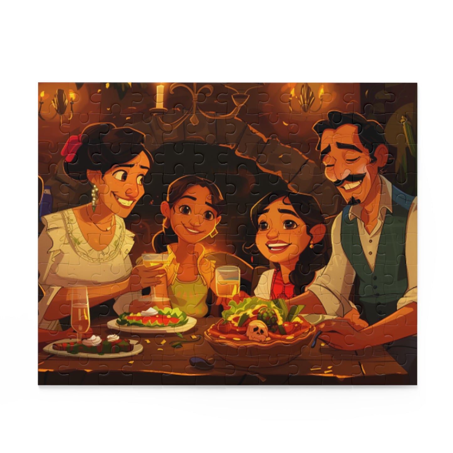 Mexican Lovely Family Dinner Retro Art Jigsaw Puzzle Adult Birthday Business Jigsaw Puzzle Gift for Him Funny Humorous Indoor Outdoor Game Gift For Her Online-2