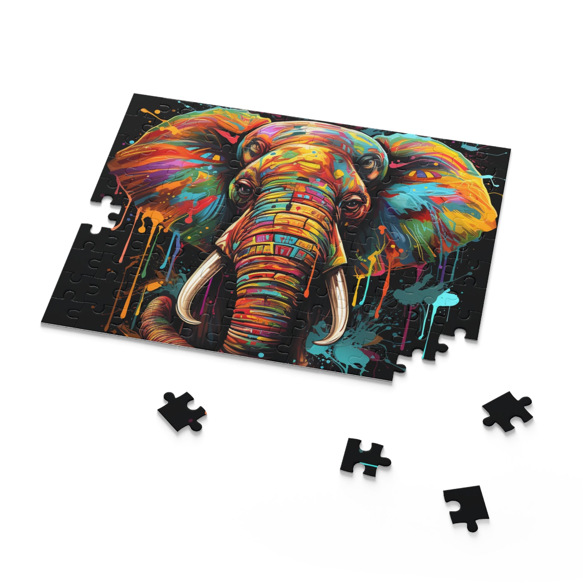 Abstract Elephant Watercolor Jigsaw Puzzle for Boys, Girls, Kids Adult Birthday Business Jigsaw Puzzle Gift for Him Funny Humorous Indoor Outdoor Game Gift For Her Online-7