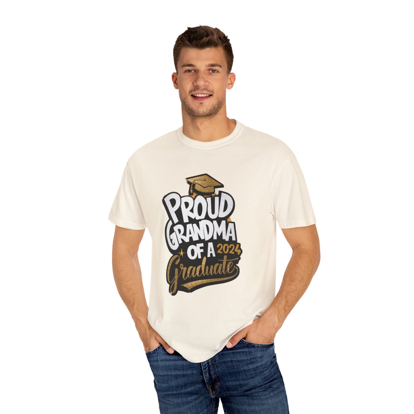 Proud of Grandma 2024 Graduate Unisex Garment-dyed T-shirt Cotton Funny Humorous Graphic Soft Premium Unisex Men Women Ivory T-shirt Birthday Gift-45