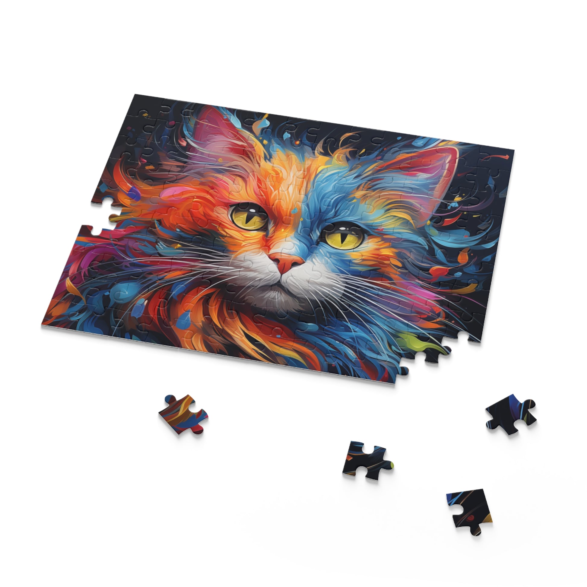 Abstract Watercolor Animal Cat Oil Paint Jigsaw Puzzle Adult Birthday Business Jigsaw Puzzle Gift for Him Funny Humorous Indoor Outdoor Game Gift For Her Online-7