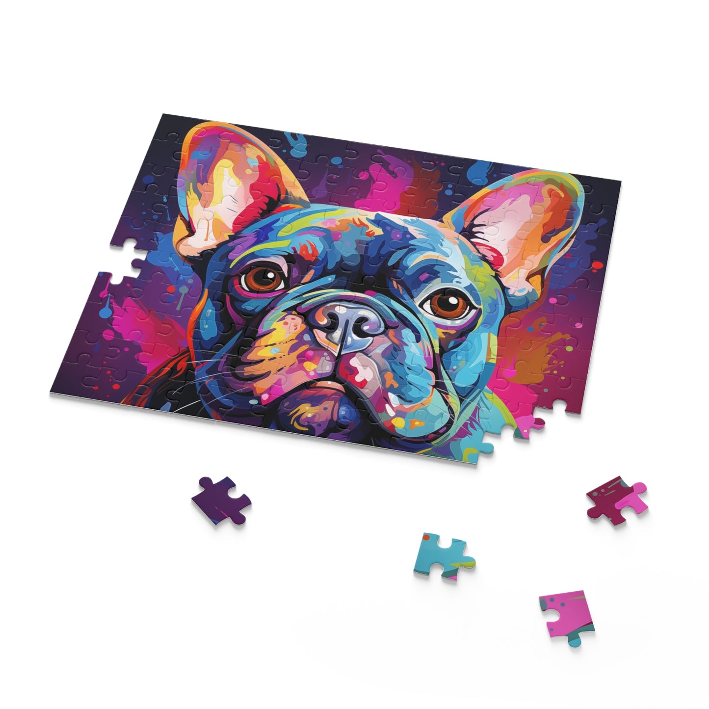 Oil Paint Watercolor Abstract Frenchie Dog Jigsaw Puzzle Adult Birthday Business Jigsaw Puzzle Gift for Him Funny Humorous Indoor Outdoor Game Gift For Her Online-7