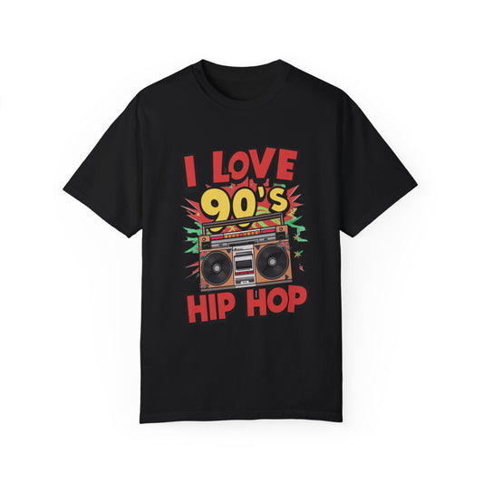 I Love 90's Hip Hop Graphic Unisex Garment-dyed T-shirt Cotton Funny Humorous Graphic Soft Premium Unisex Men Women Black T-shirt Birthday Gift-1