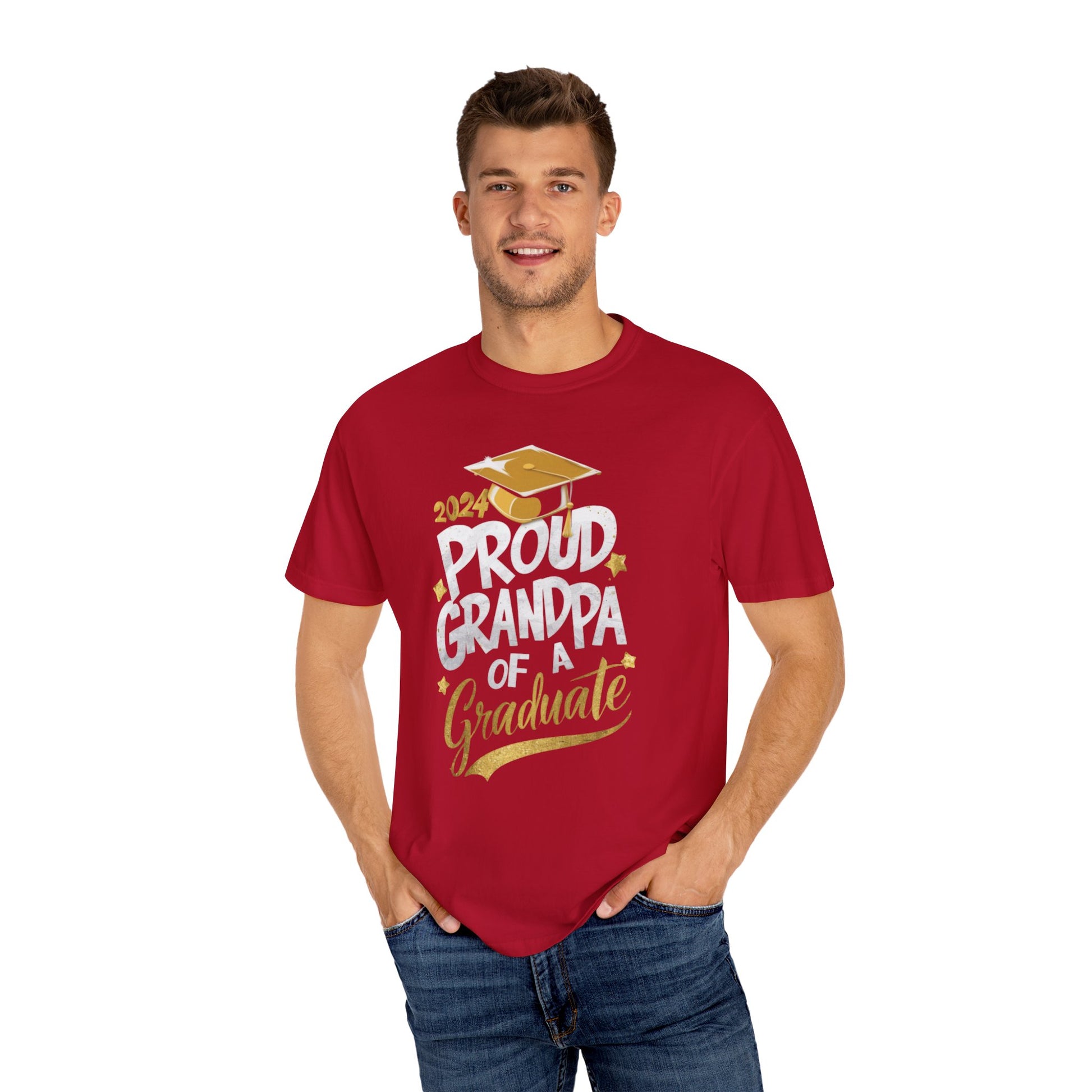 Proud Grandpa of a 2024 Graduate Unisex Garment-dyed T-shirt Cotton Funny Humorous Graphic Soft Premium Unisex Men Women Red T-shirt Birthday Gift-21