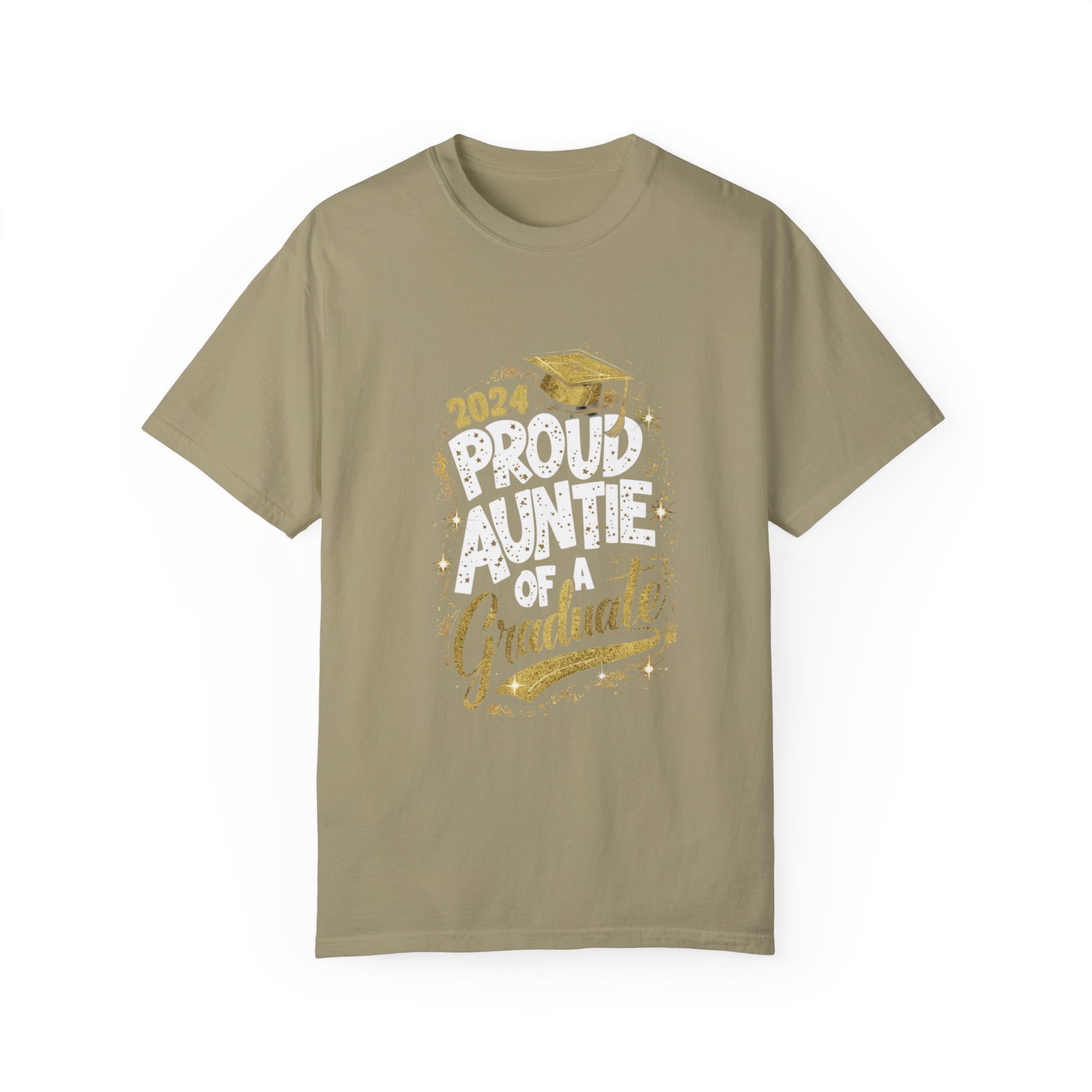 Proud Auntie of a 2024 Graduate Unisex Garment-dyed T-shirt Cotton Funny Humorous Graphic Soft Premium Unisex Men Women Khaki T-shirt Birthday Gift-11