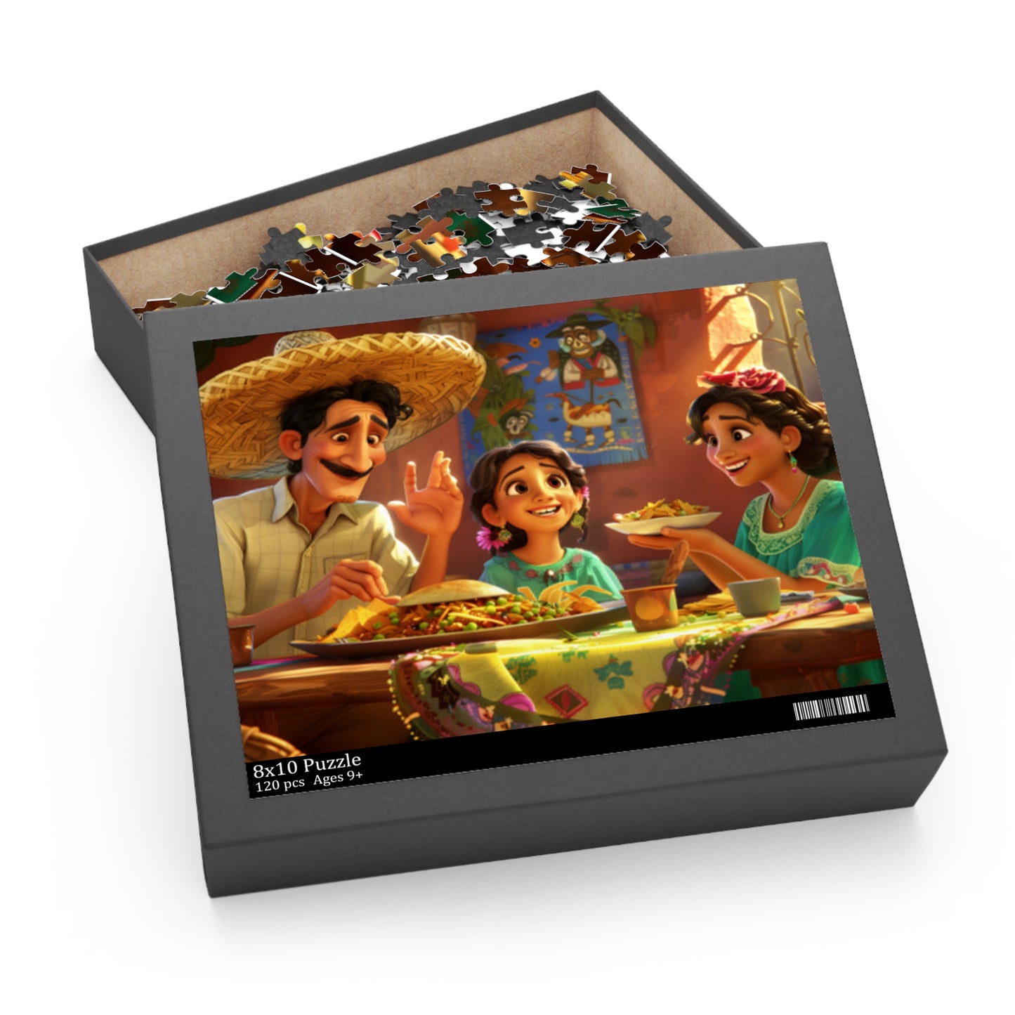 Mexican Happy Family Sitting Retro Art Jigsaw Puzzle Adult Birthday Business Jigsaw Puzzle Gift for Him Funny Humorous Indoor Outdoor Game Gift For Her Online-6