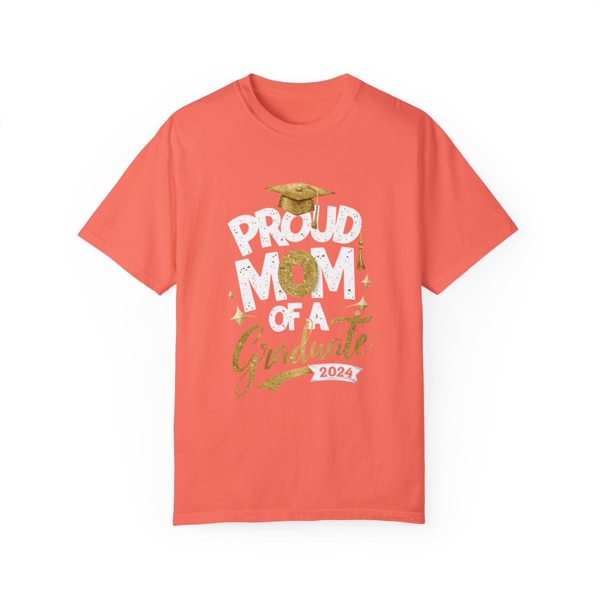 Proud Mom of a 2024 Graduate Unisex Garment-dyed T-shirt Cotton Funny Humorous Graphic Soft Premium Unisex Men Women Bright Salmon T-shirt Birthday Gift-6