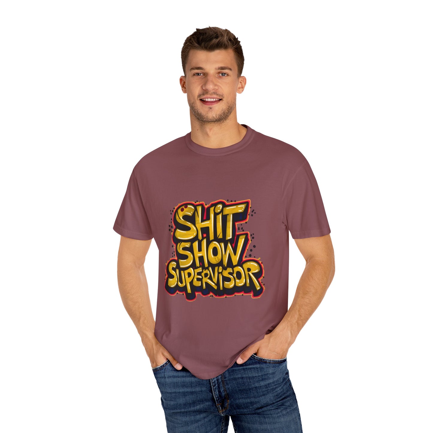 Shit Show Supervisor Urban Sarcastic Graphic Unisex Garment Dyed T-shirt Cotton Funny Humorous Graphic Soft Premium Unisex Men Women Brick T-shirt Birthday Gift-30