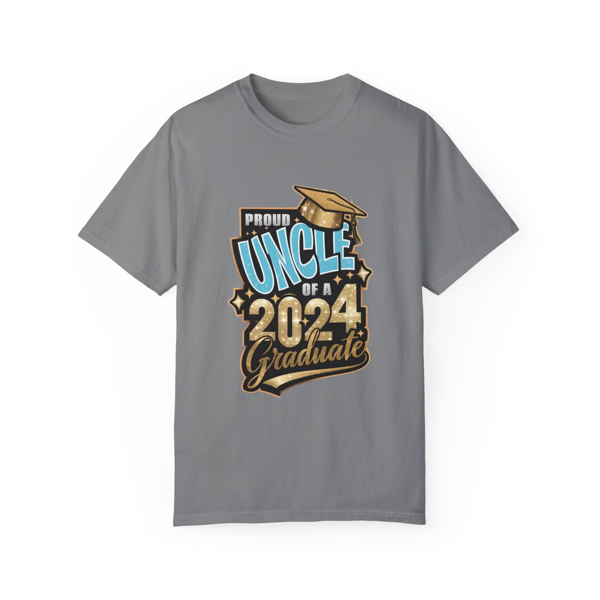 Proud Uncle of a 2024 Graduate Unisex Garment-dyed T-shirt Cotton Funny Humorous Graphic Soft Premium Unisex Men Women Grey T-shirt Birthday Gift-9