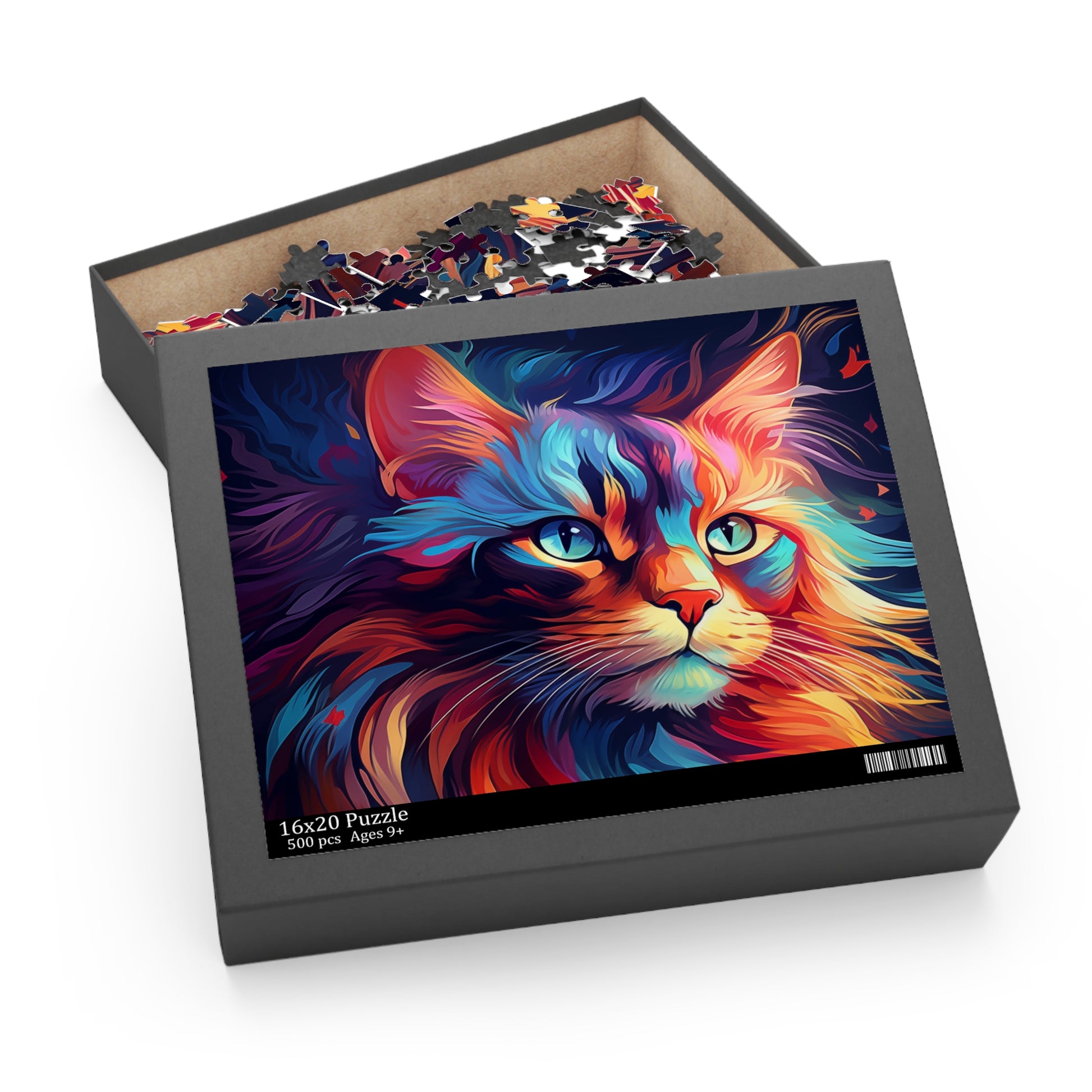 Vibrant Abstract Watercolor Cat Jigsaw Puzzle for Boys, Girls, Kids Adult Birthday Business Jigsaw Puzzle Gift for Him Funny Humorous Indoor Outdoor Game Gift For Her Online-4