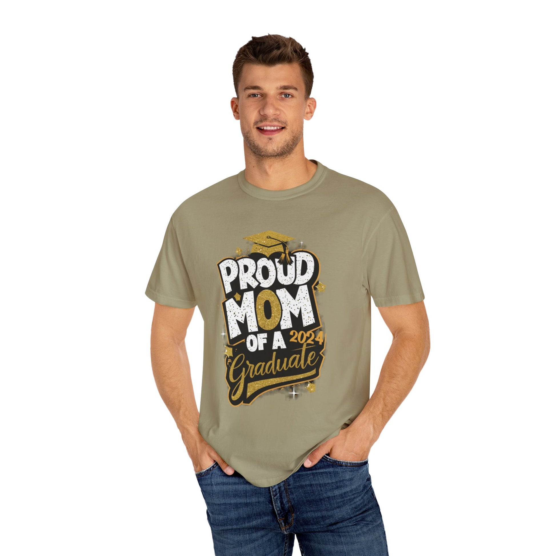 Proud Mom of a 2024 Graduate Unisex Garment-dyed T-shirt Cotton Funny Humorous Graphic Soft Premium Unisex Men Women Khaki T-shirt Birthday Gift-48