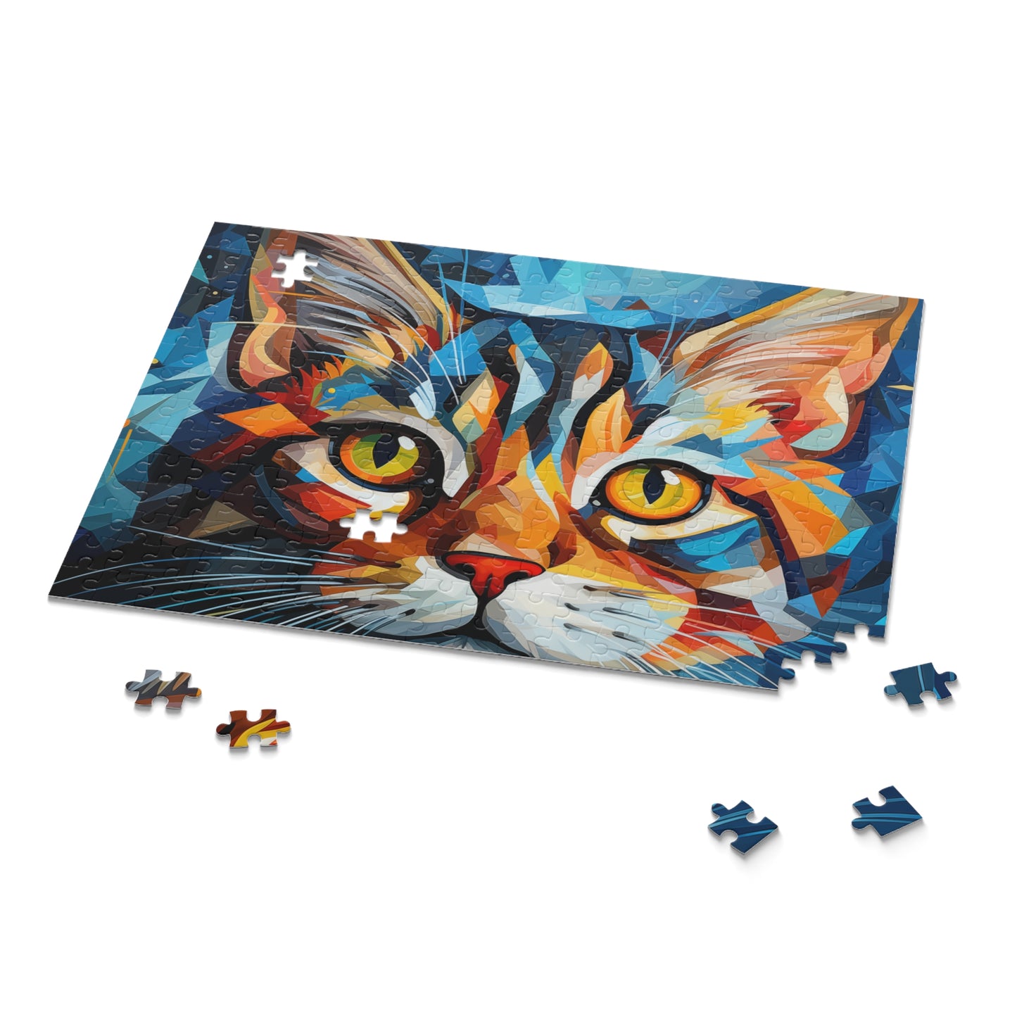 Abstract Watercolor Cat Trippy Feline Jigsaw Puzzle Adult Birthday Business Jigsaw Puzzle Gift for Him Funny Humorous Indoor Outdoor Game Gift For Her Online-9
