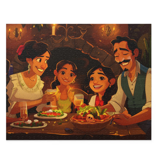 Mexican Lovely Family Dinner Retro Art Jigsaw Puzzle