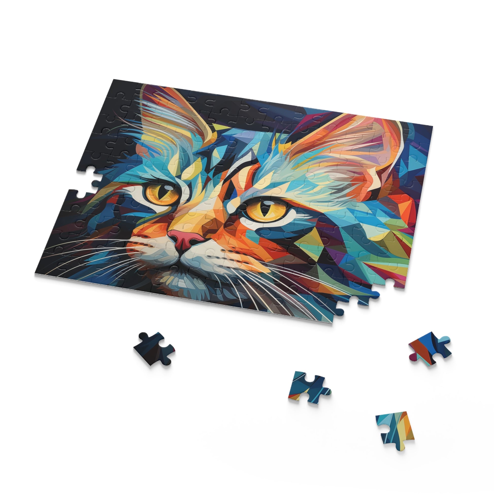Abstract Watercolor Trippy Cat Jigsaw Puzzle Adult Birthday Business Jigsaw Puzzle Gift for Him Funny Humorous Indoor Outdoor Game Gift For Her Online-7