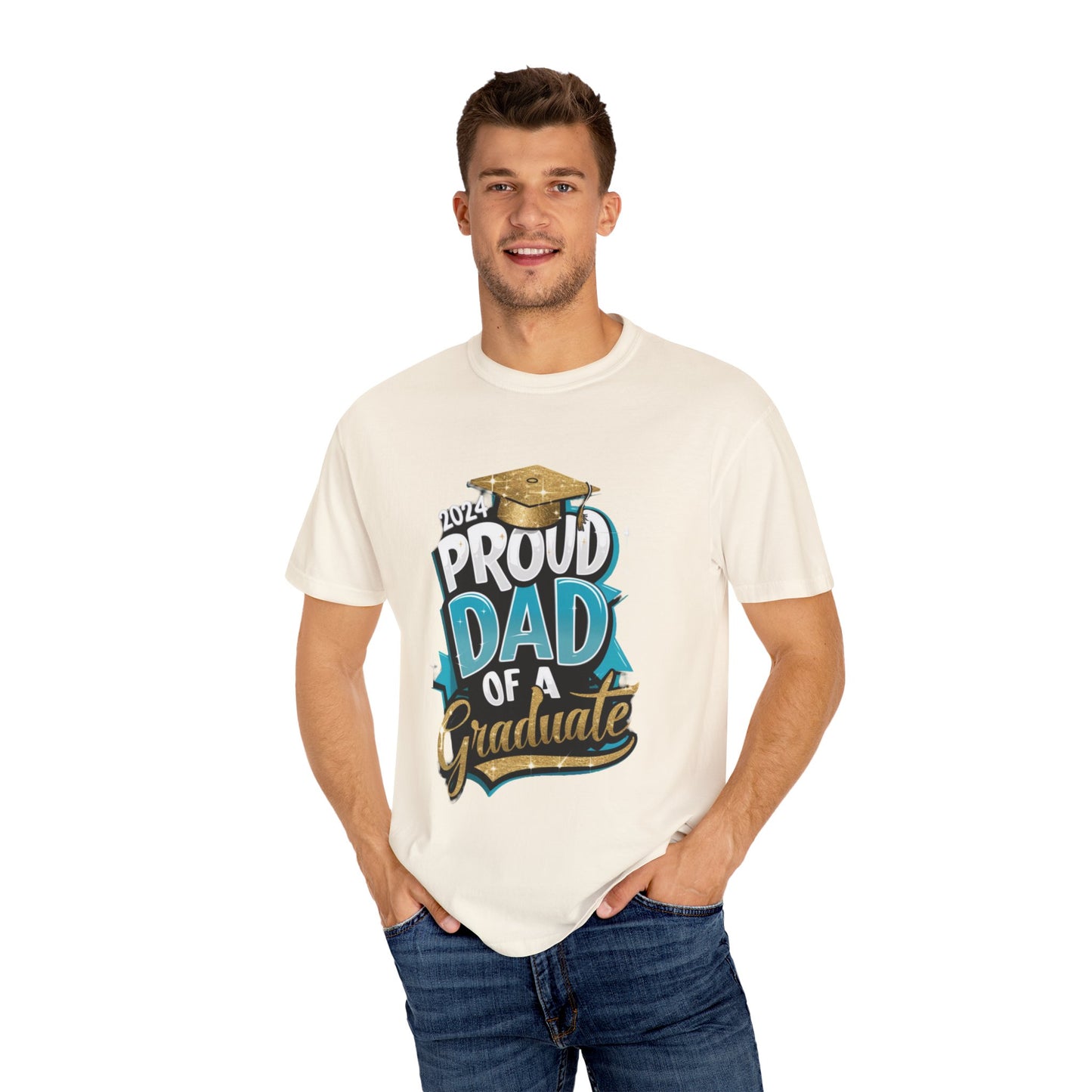 Proud Dad of a 2024 Graduate Unisex Garment-dyed T-shirt Cotton Funny Humorous Graphic Soft Premium Unisex Men Women Ivory T-shirt Birthday Gift-45