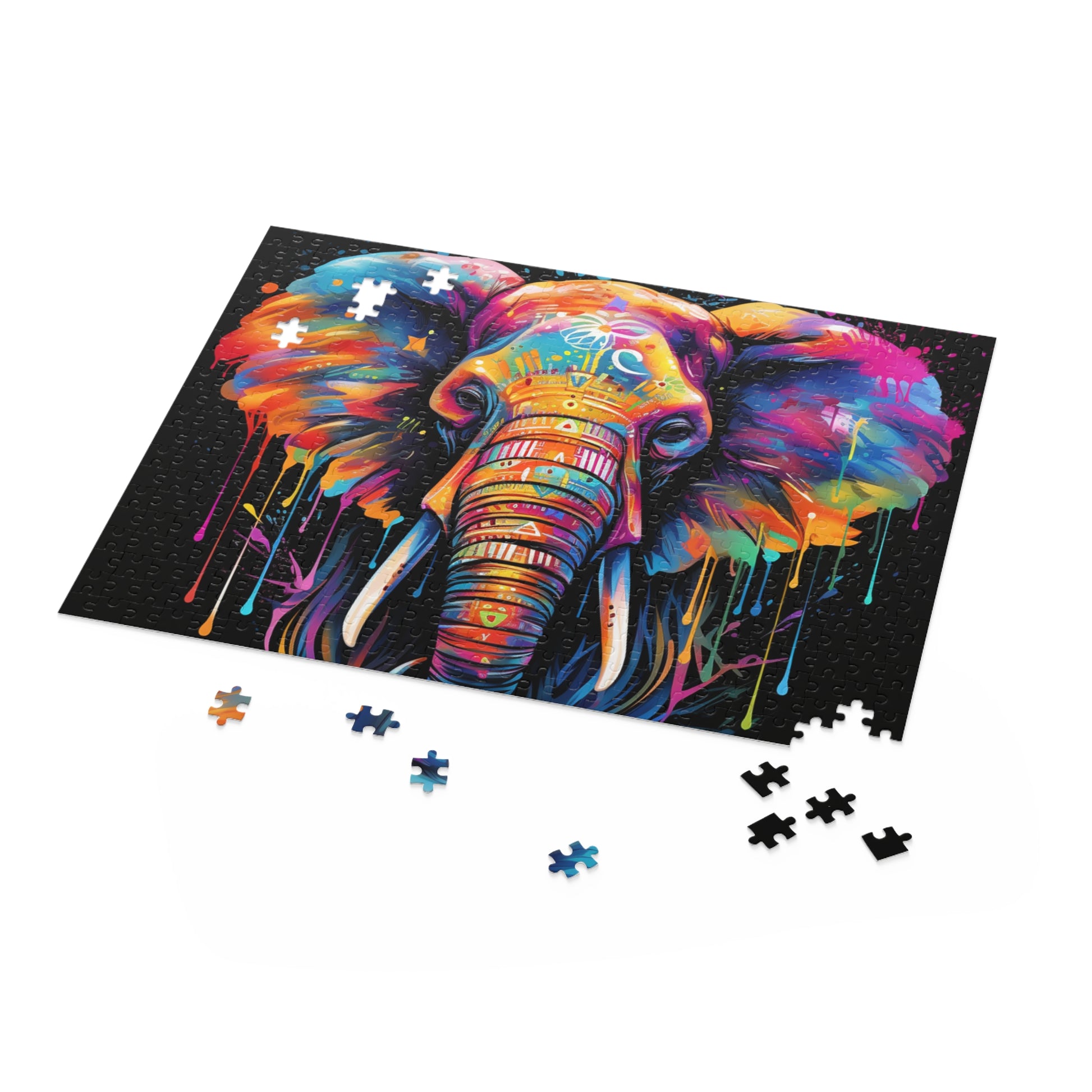 Abstract Trippy Elephant Jigsaw Puzzle for Girls, Boys, Kids Adult Birthday Business Jigsaw Puzzle Gift for Him Funny Humorous Indoor Outdoor Game Gift For Her Online-5