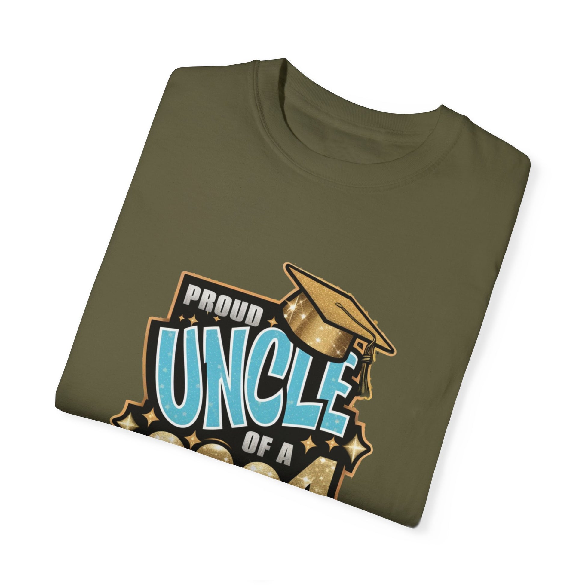 Proud Uncle of a 2024 Graduate Unisex Garment-dyed T-shirt Cotton Funny Humorous Graphic Soft Premium Unisex Men Women Sage T-shirt Birthday Gift-53