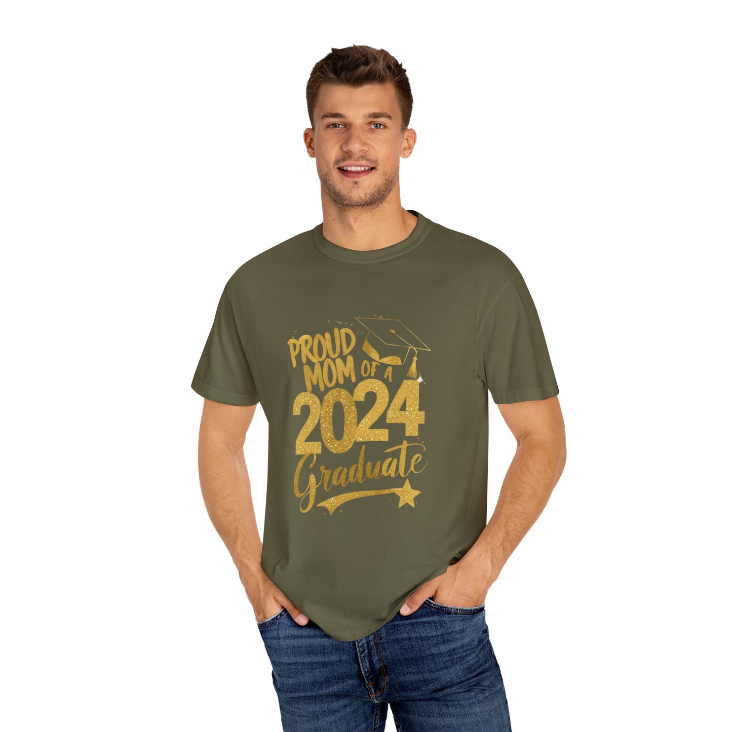Proud of Mom 2024 Graduate Unisex Garment-dyed T-shirt Cotton Funny Humorous Graphic Soft Premium Unisex Men Women Sage T-shirt Birthday Gift-54