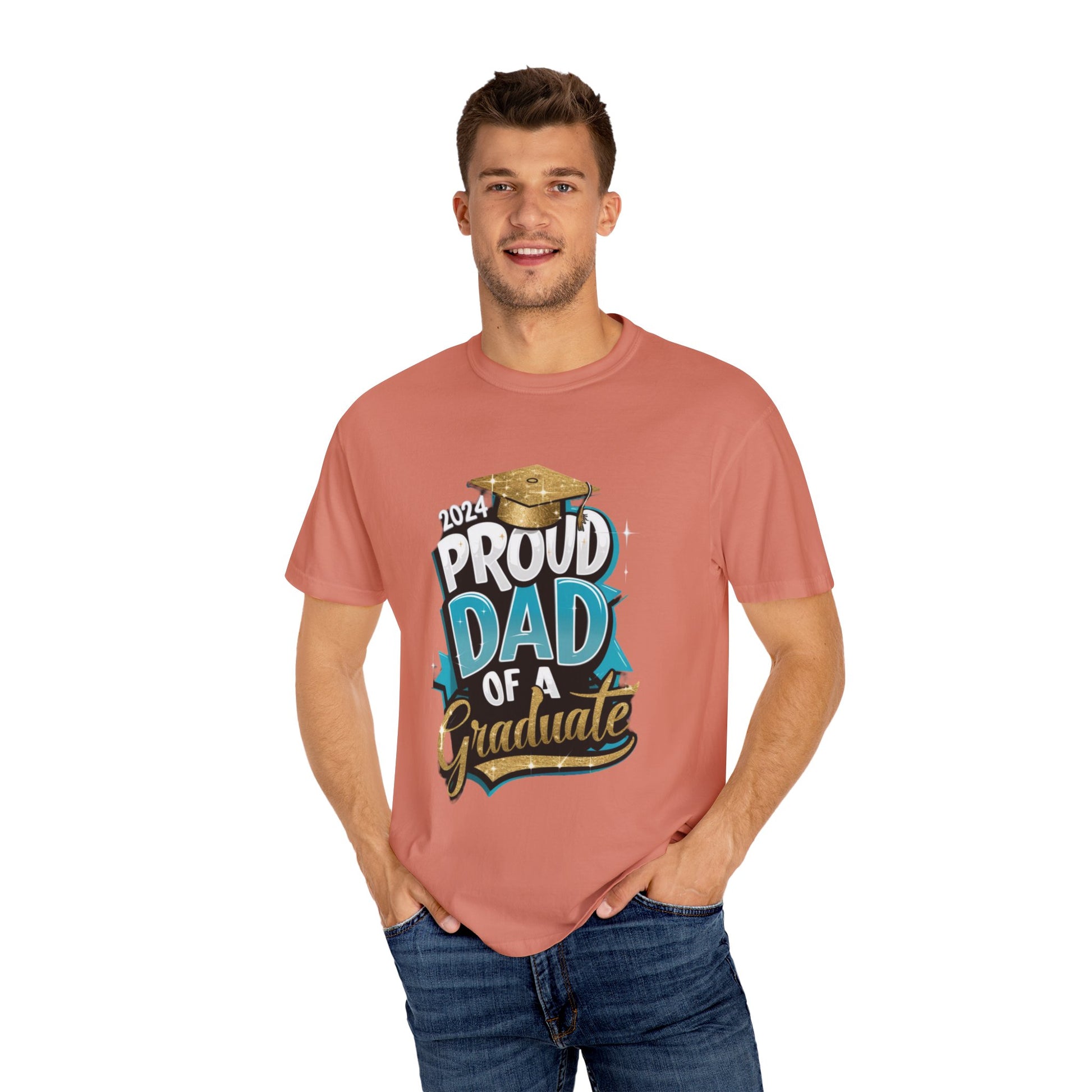 Proud Dad of a 2024 Graduate Unisex Garment-dyed T-shirt Cotton Funny Humorous Graphic Soft Premium Unisex Men Women Terracotta T-shirt Birthday Gift-57