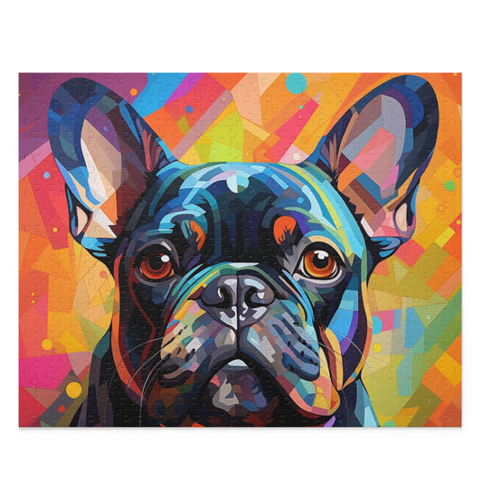 Abstract Frenchie Oil Paint Dog Jigsaw Puzzle Adult Birthday Business Jigsaw Puzzle Gift for Him Funny Humorous Indoor Outdoor Game Gift For Her Online-1