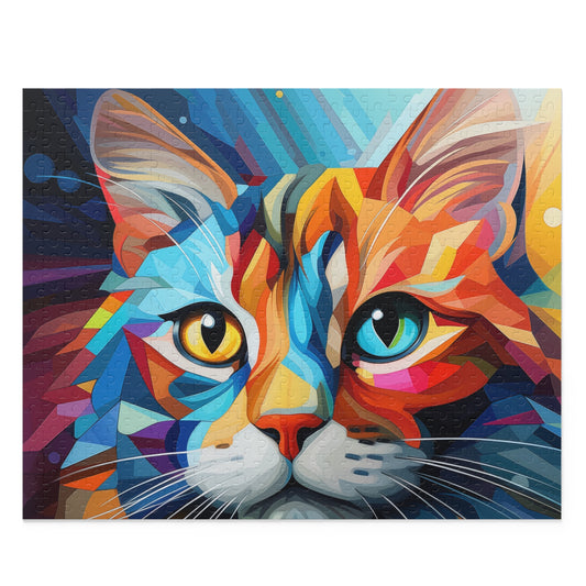Abstract Oil Paint Colorful Cat Jigsaw Puzzle Adult Birthday Business Jigsaw Puzzle Gift for Him Funny Humorous Indoor Outdoor Game Gift For Her Online-1