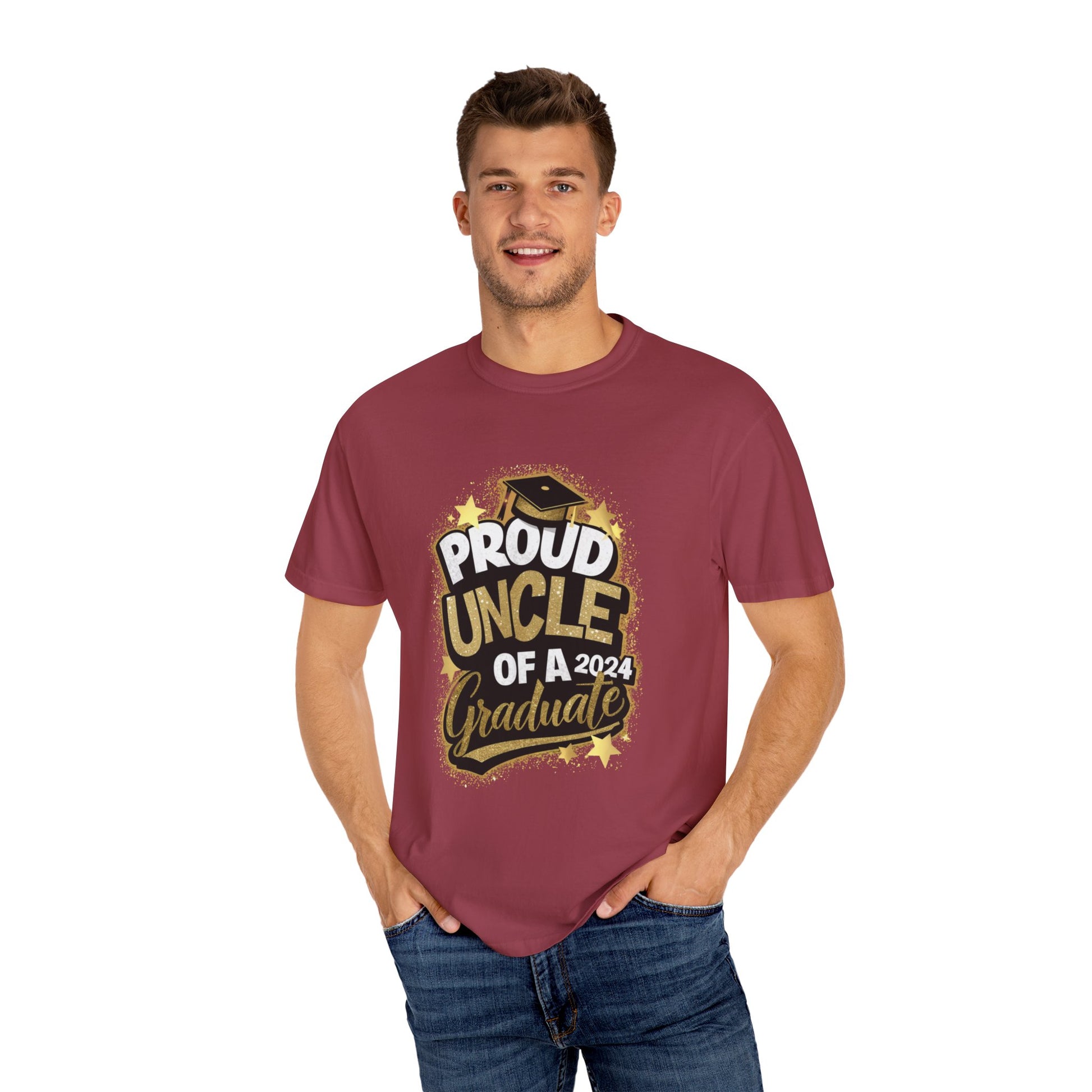 Proud Uncle of a 2024 Graduate Unisex Garment-dyed T-shirt Cotton Funny Humorous Graphic Soft Premium Unisex Men Women Chili T-shirt Birthday Gift-36