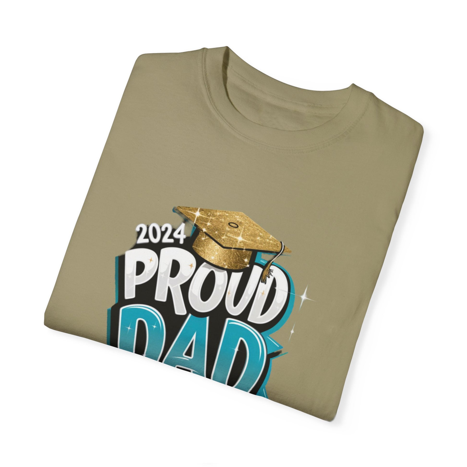 Proud Dad of a 2024 Graduate Unisex Garment-dyed T-shirt Cotton Funny Humorous Graphic Soft Premium Unisex Men Women Khaki T-shirt Birthday Gift-47